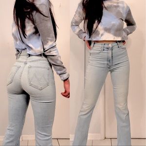 Mother Hustler Ankle Fray High Rise Straight Jean